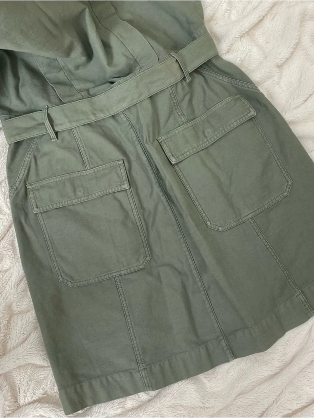 FRAME Twisted Utility Shirt Dress sage green Sz XL - Picture 9 of 10